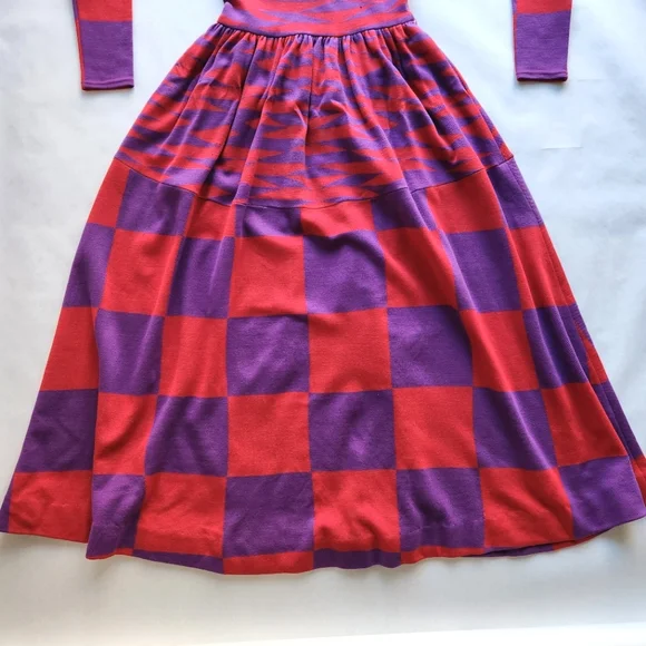 Vintage l. Magnin Rudi Gernreich Purple Red Long Sleeve Dress 10 - Picture 5 of 16